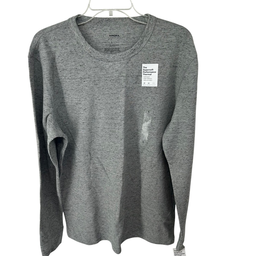 Sonoma Mens Supersoft Performance Thermal Shirt Gray Heather MS73K106RN3 L NWT